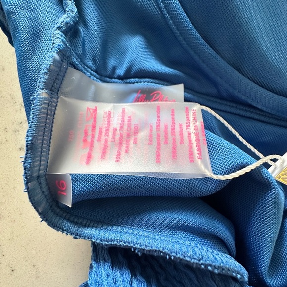 Lilly Pulitzer Womens Barton Blue Alizee Scrunch One Piece Swimsuit Sz 16 - Picture 9 of 14